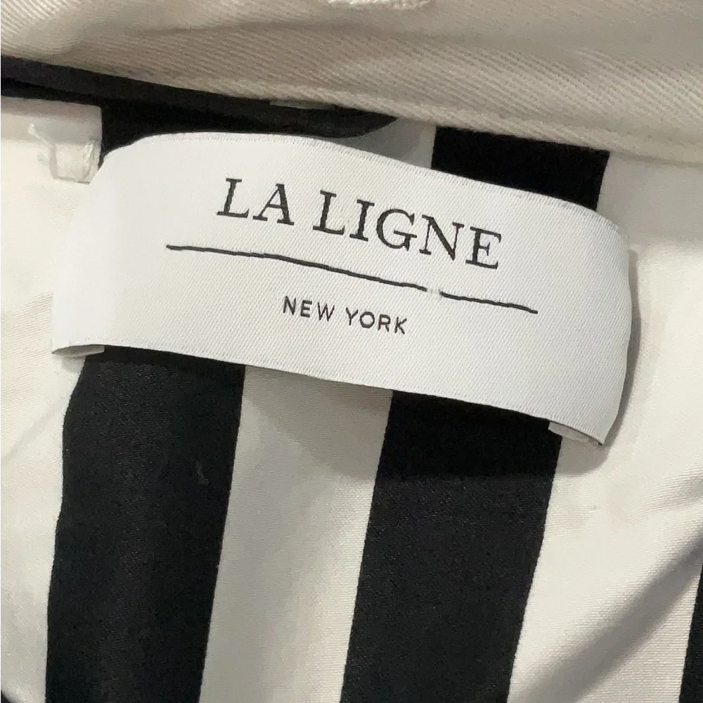 La Ligne Bardot Black & White Striped Midi Dress Size 8 - Picture 6 of 10